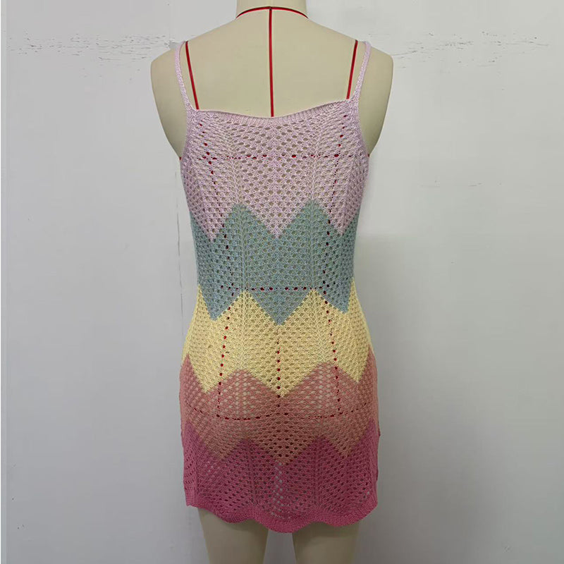 Luna Crochet Rainbow Mini Dress