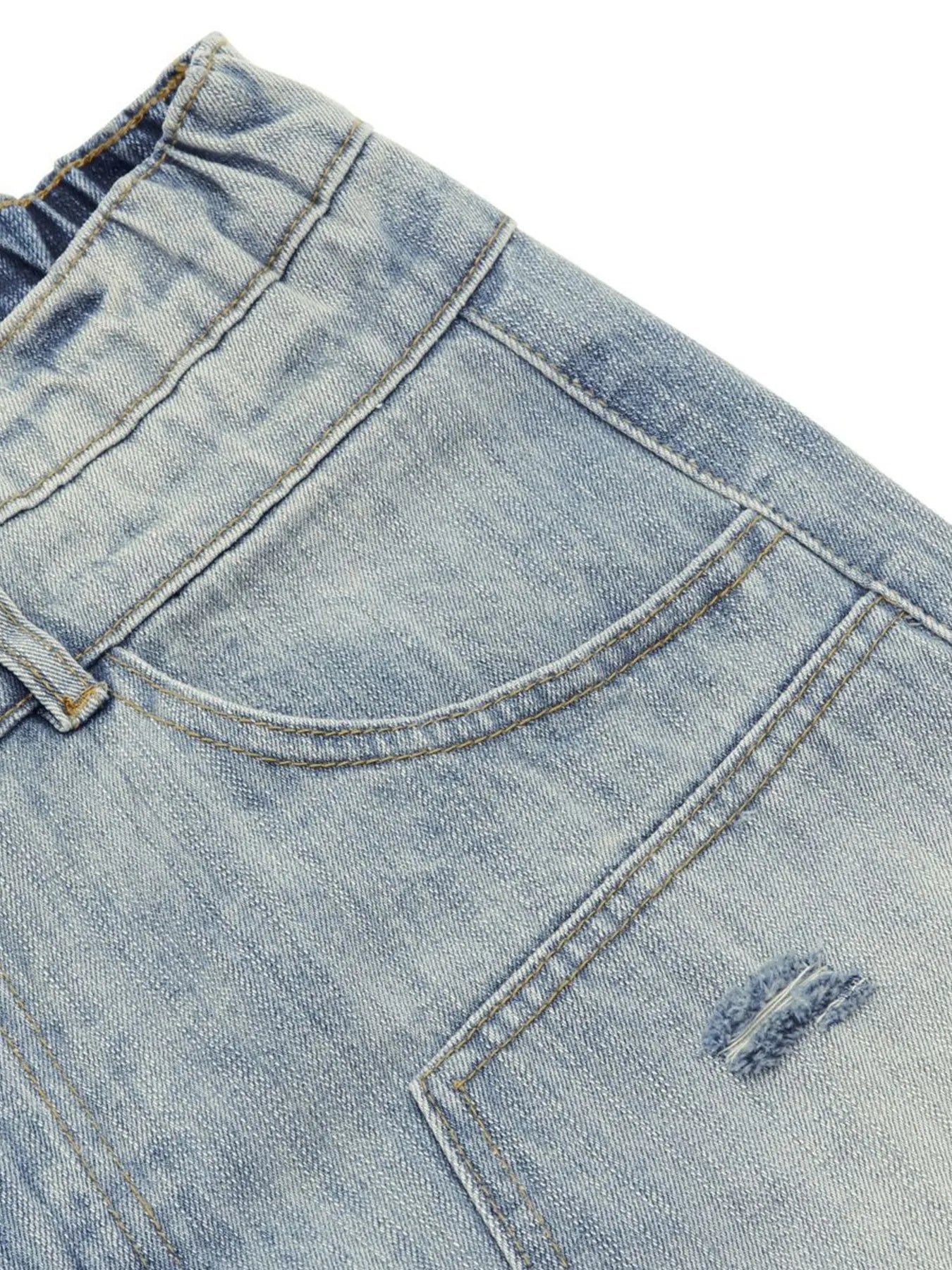 Men's Washed Wide Leg Cropped Jeans