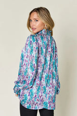 Floral Printed Smocked Long Sleeve Blouse