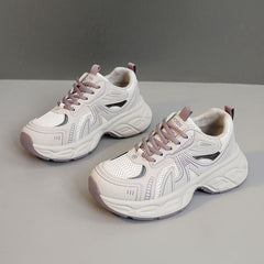 Mesh Lace Up Round Toe Platform Athletic