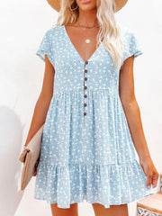 Floral V-Neck Flutter Sleeve Mini Dress