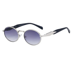 Gold-Framed Round Sunglasses with Dark Lenses