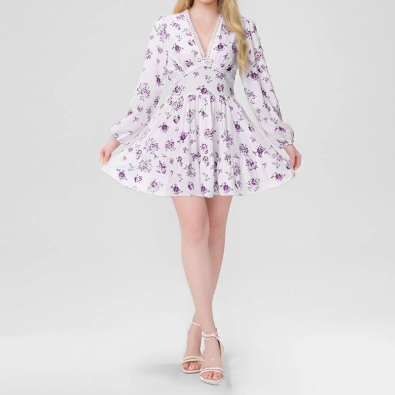 Rosalie â€?Vintage Rose Puff Sleeve Mini Dress