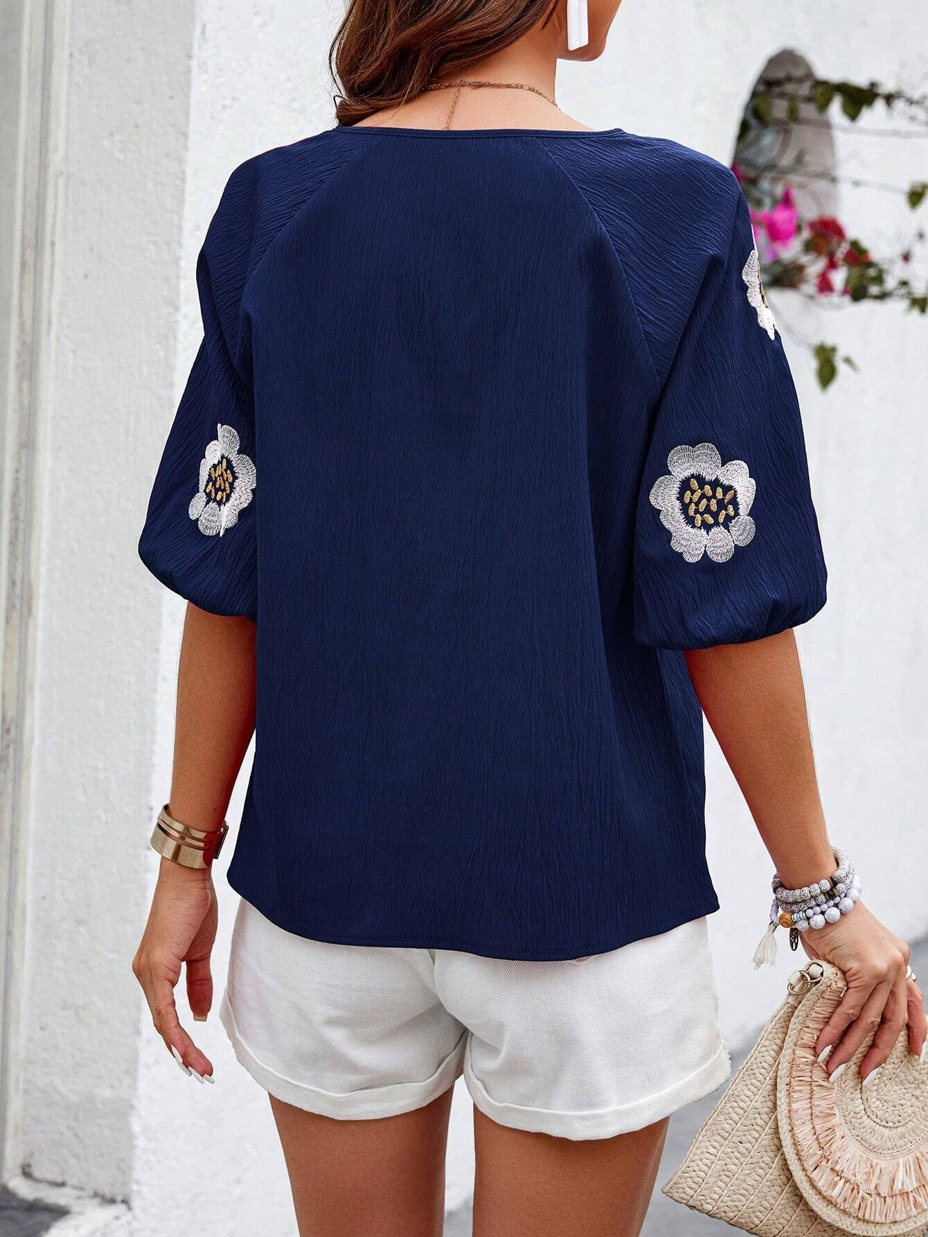Zenya Embroidered Boho Blouse