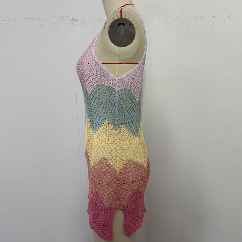 Luna Crochet Rainbow Mini Dress