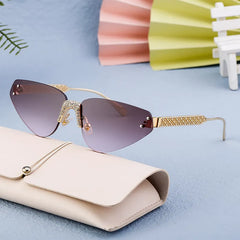 Gold-Accented Sunglasses with Rhinestone Decor