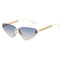 Gold-Accented Sunglasses with Rhinestone Decor