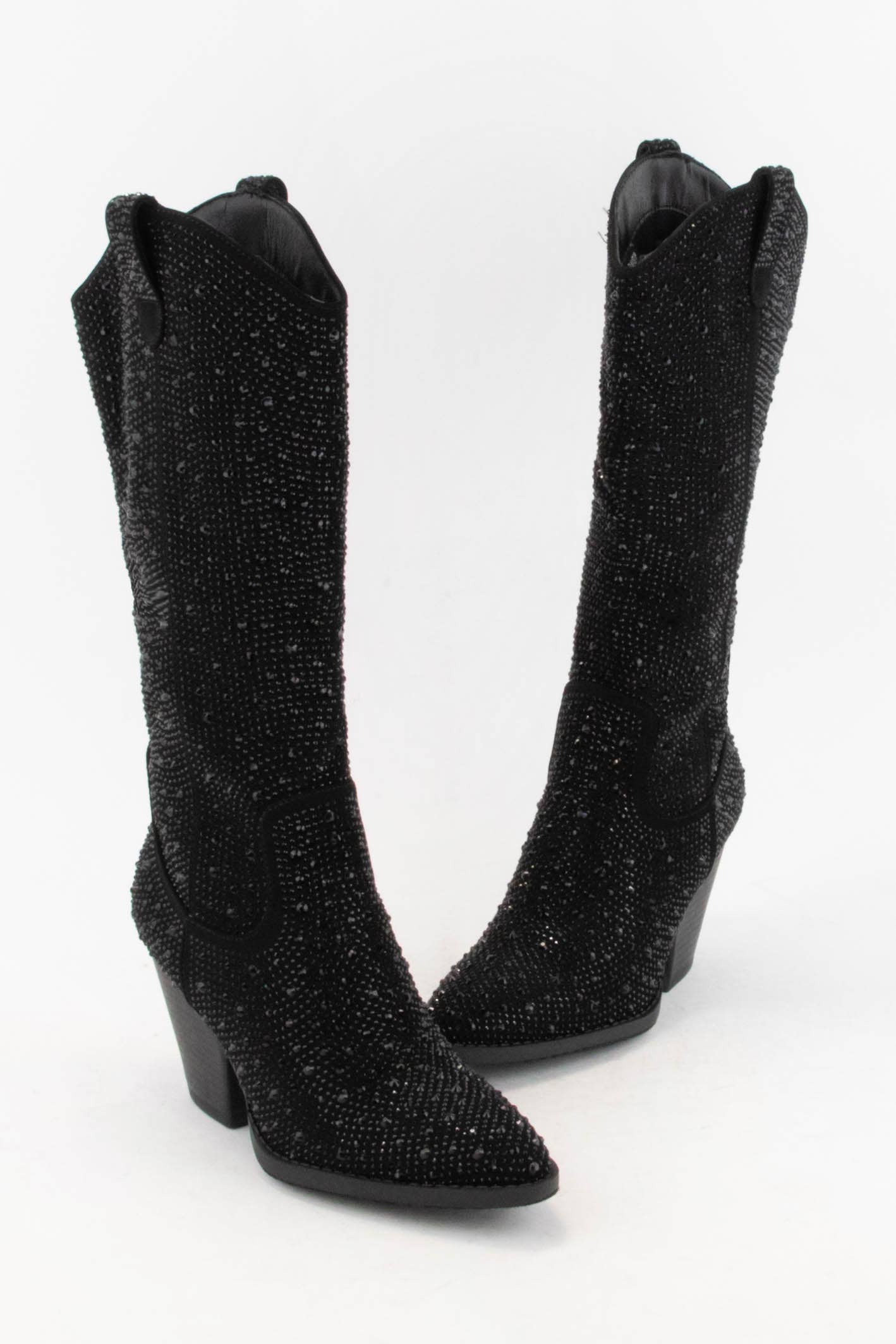 RHINESTONE JEWELED MID-CALF GLAM WESTERN BOOTS