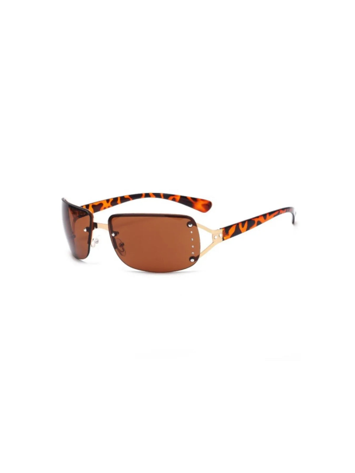 Rimless Rectangle Sunglasses with Tinted Lenses