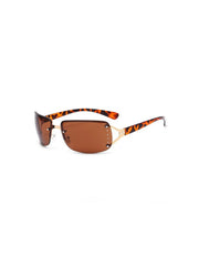 Rimless Rectangle Sunglasses with Tinted Lenses