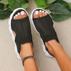Peep Toe Cutout Mesh Sandals