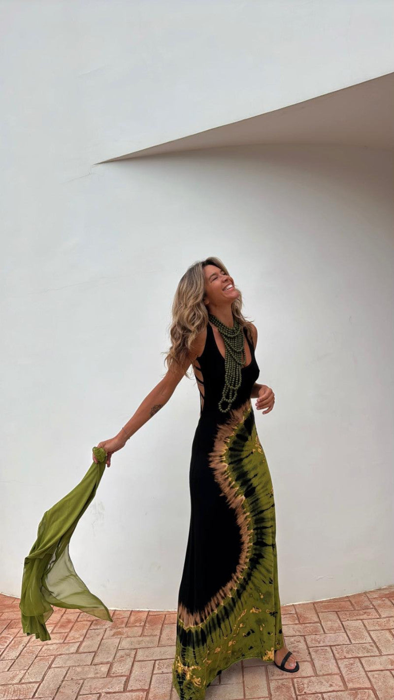 Naomi Spiral Tie-Dye Maxi Dress