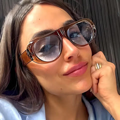 Gradient Aviator Sunglasses with Side Shield