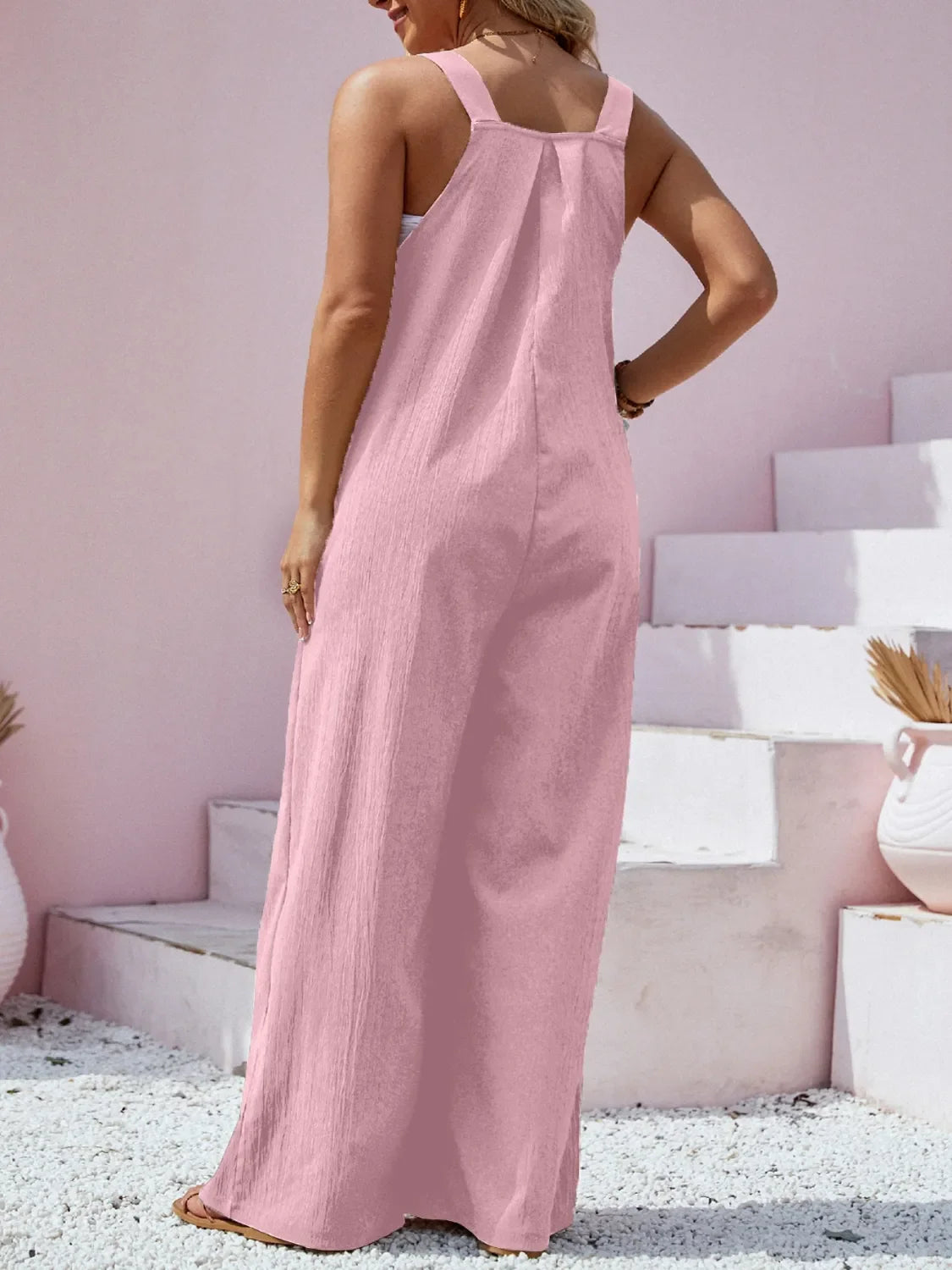 Plus Size Square Neck Wide Leg Overalls