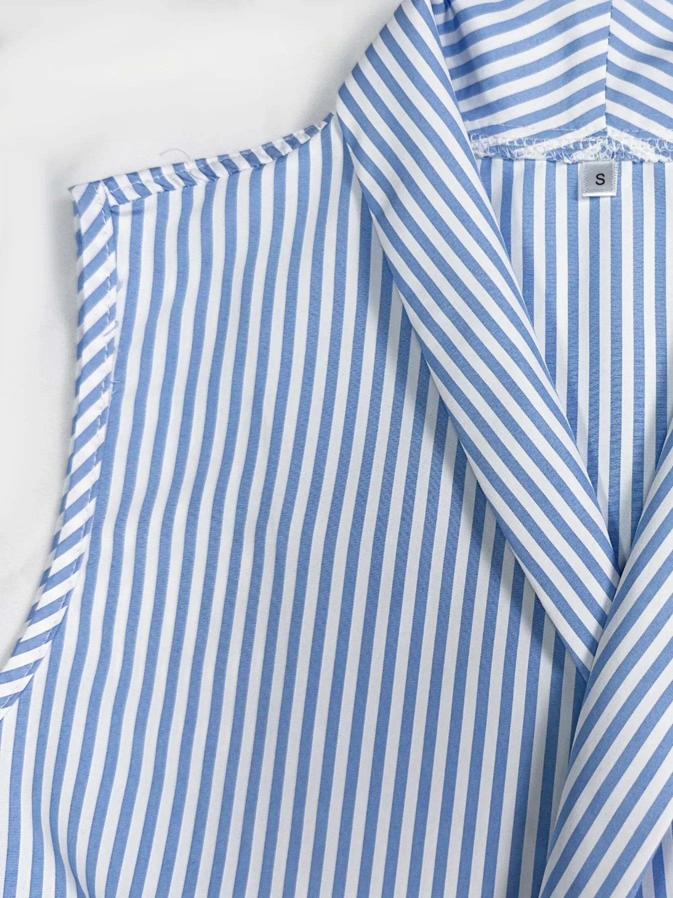 Striped Sleeveless Wrap Blouse