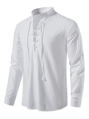 Men's Lace Up Long Sleeve Blouse