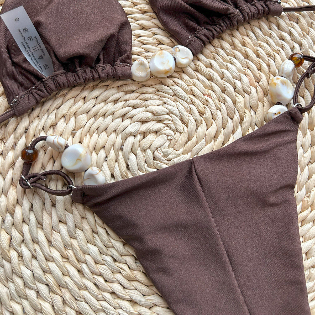 Selene Pearl-Embellished Bikini Set