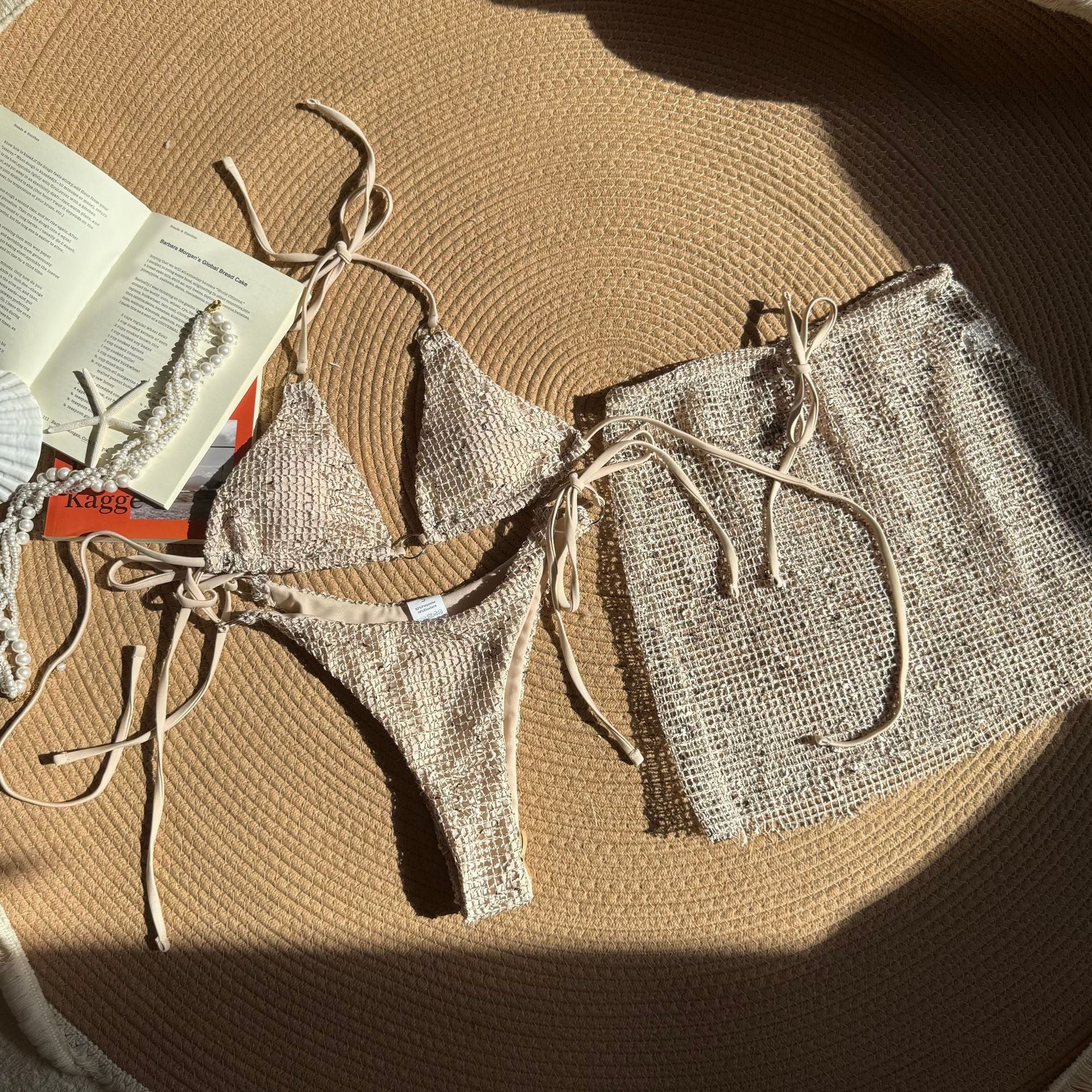 Luna Blush Shimmer Tie-Front Bikini Set