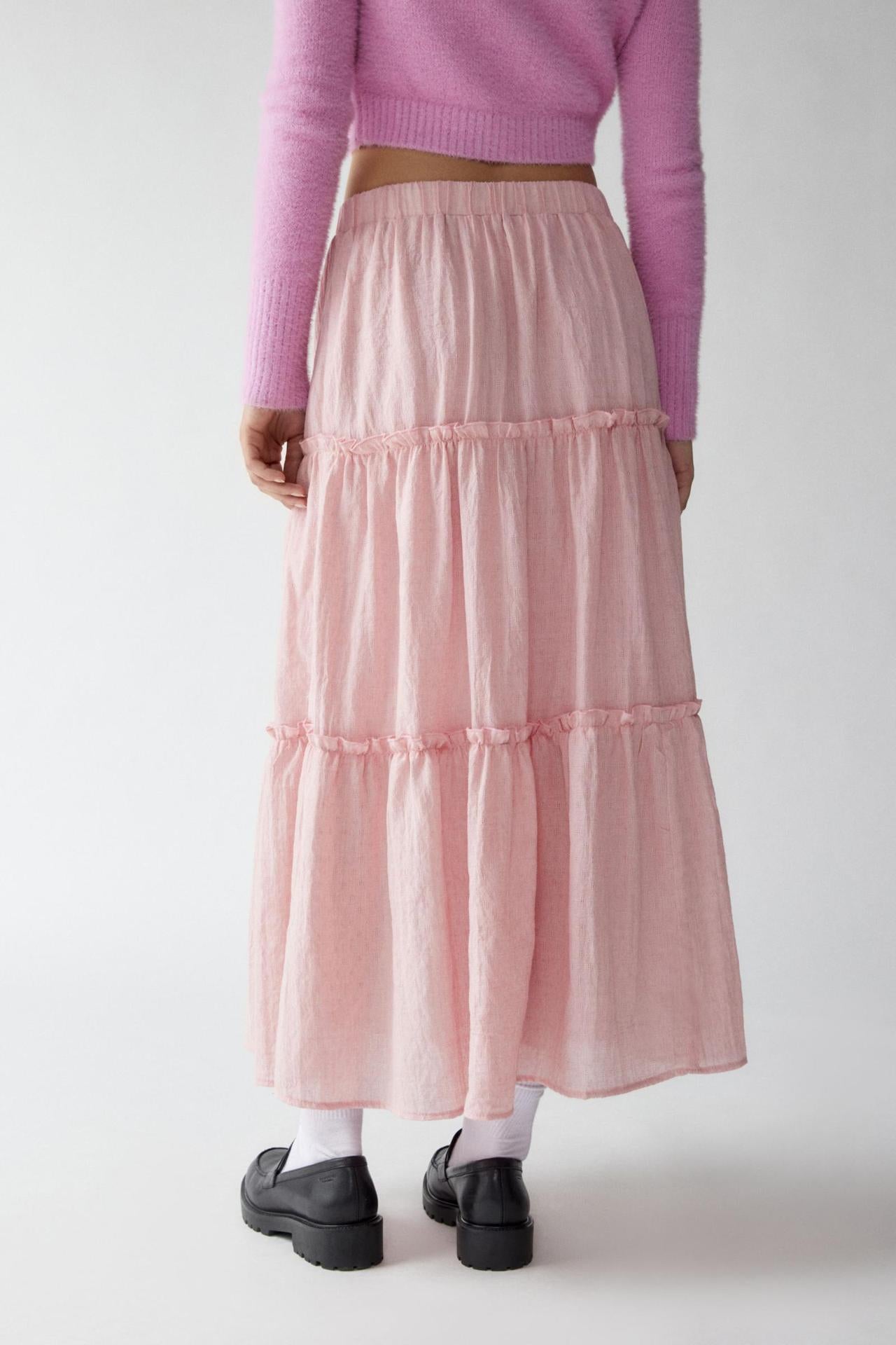 Sage Tiered Maxi Skirt