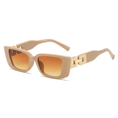 Rectangle Frame Sunglasses with Gold Accent