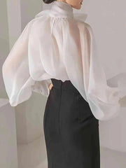 Elegant Organza Transparent Bow Blouse Timeless & Chic