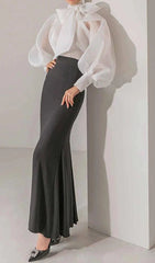 Elegant Organza Transparent Bow Blouse Timeless & Chic