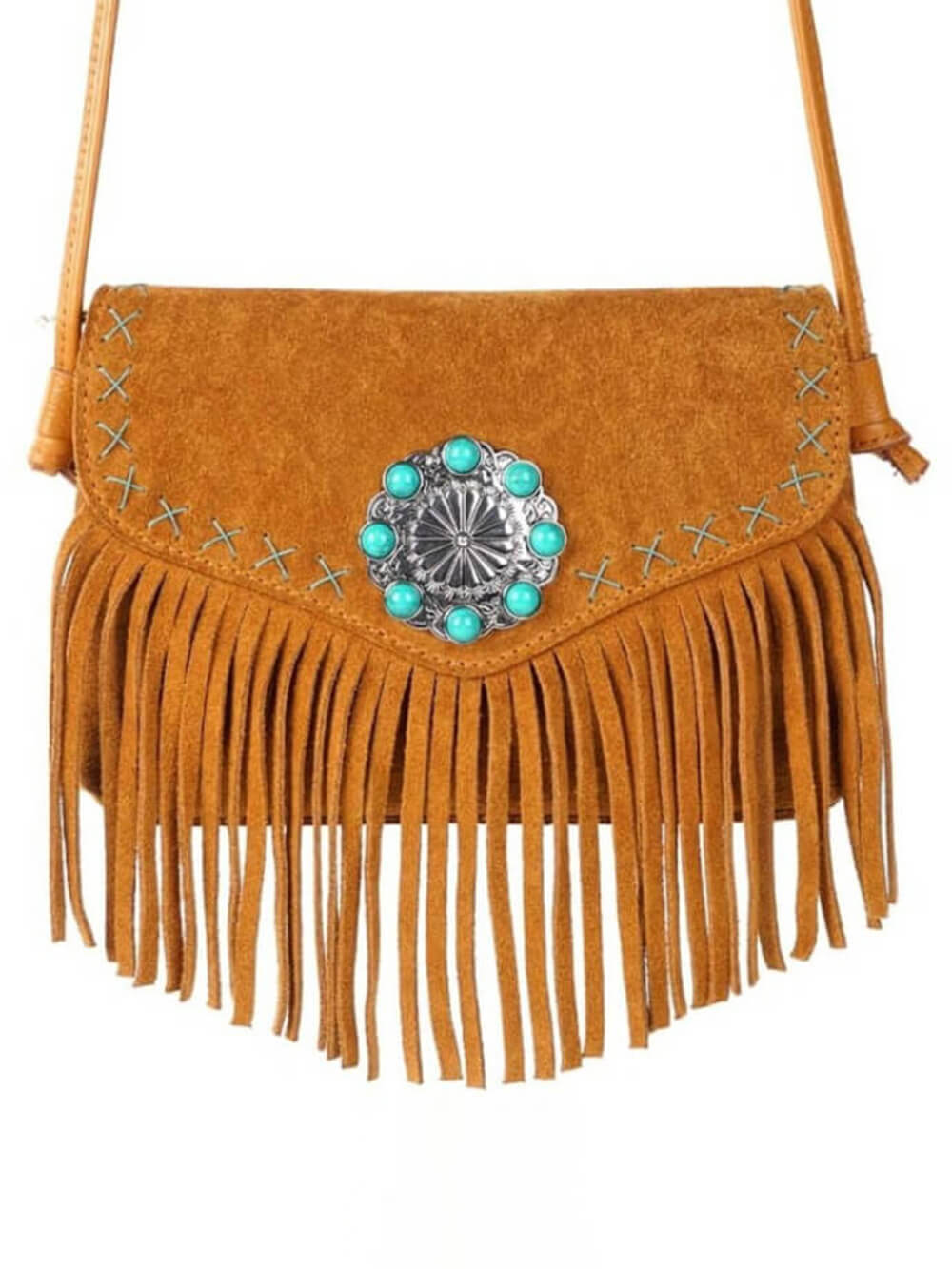 Bolso de piel con solapa y cierre magnético Concho turquesa