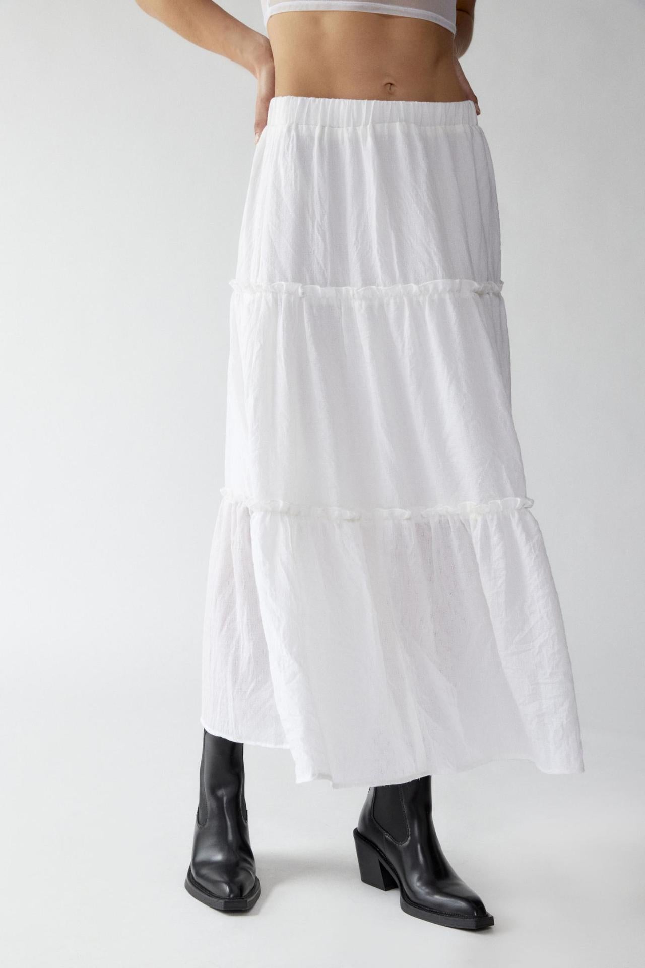 Sage Tiered Maxi Skirt