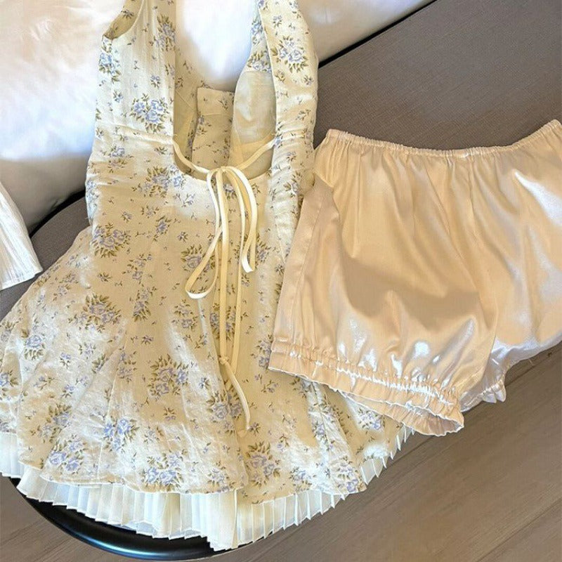 Sling Printed Fit Button Short Dress