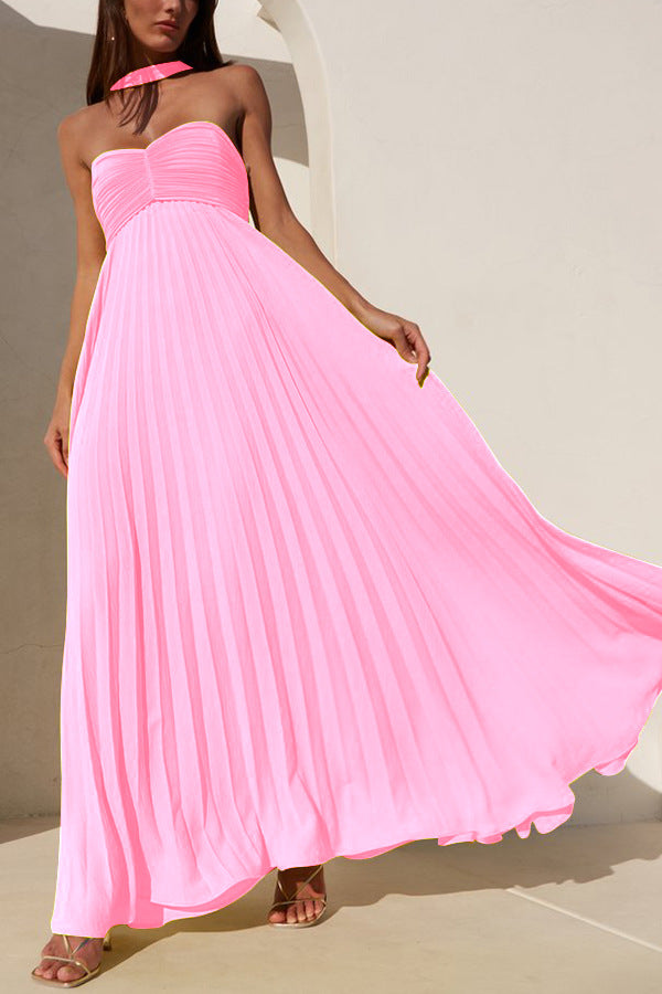 Elegantes trägerloses A-Linien-Maxikleid mit Plissee