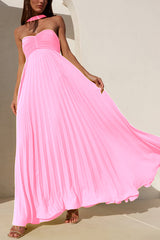 Elegantes trägerloses A-Linien-Maxikleid mit Plissee