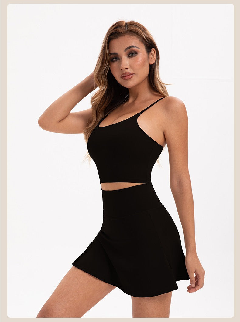 Crisscross Cutout Crop Top & Pleated Mini Skirt