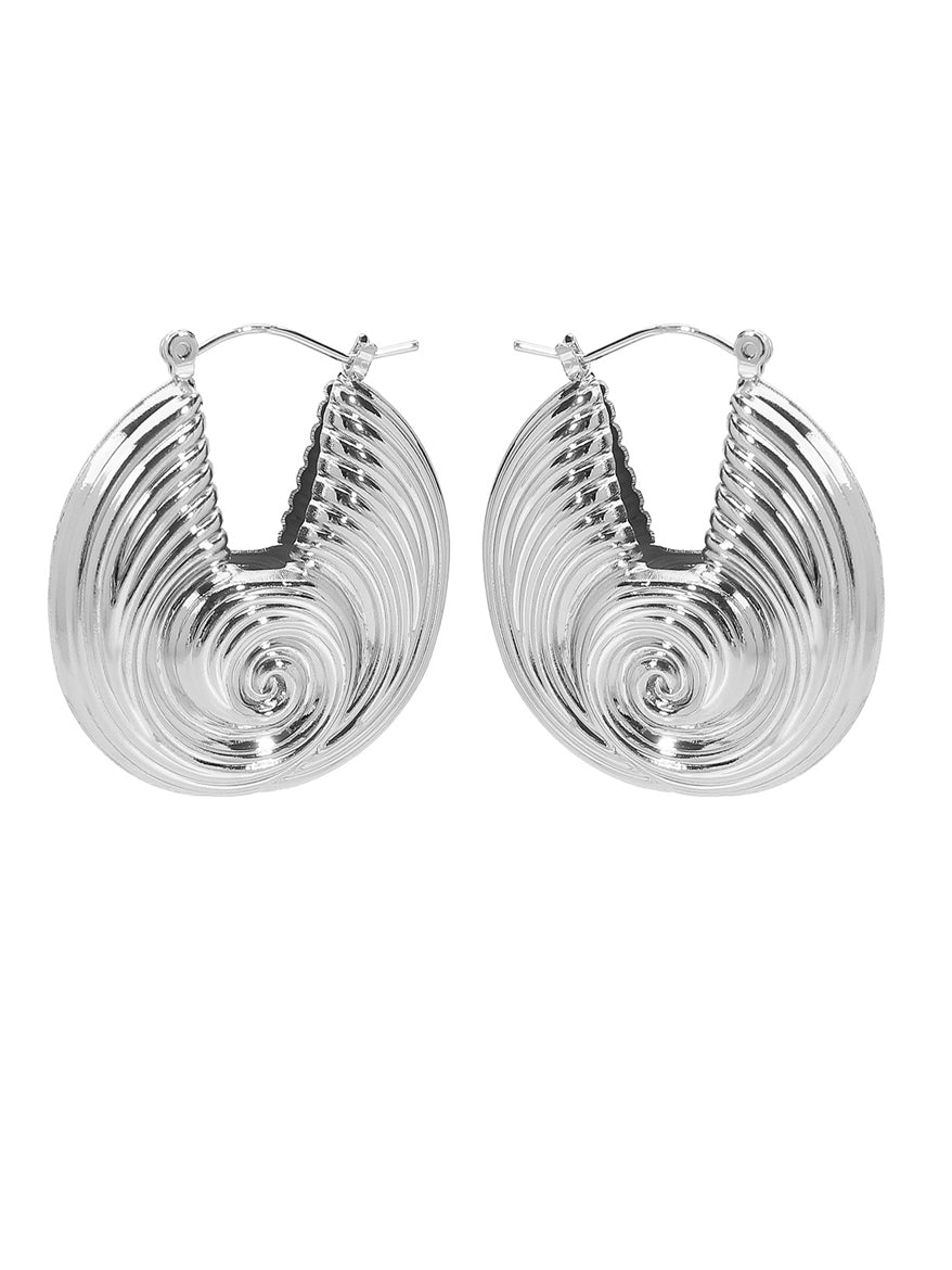 Retro übertriebenes Design Conch Fächerförmige Metall Ohr Schnallen