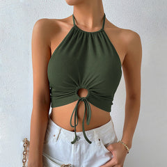 Jade Tie-Front Halter Crop Top