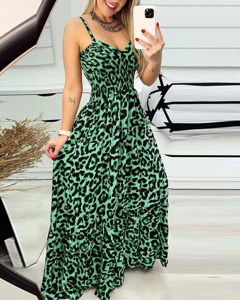 V-neck high waist dress