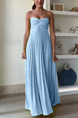 Elegantes trägerloses A-Linien-Maxikleid mit Plissee