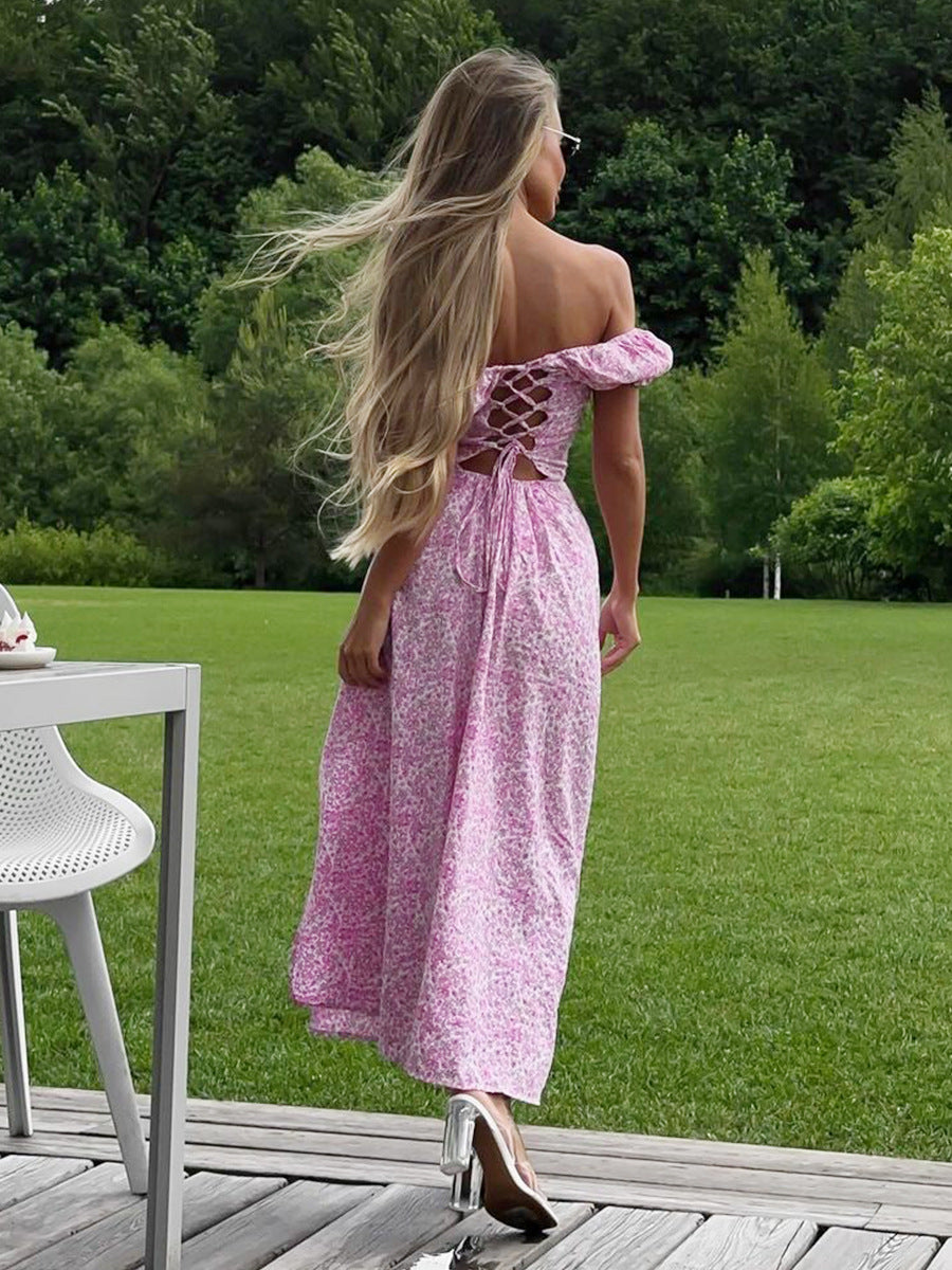 Floral Long Dress With Slits And Slim Fit