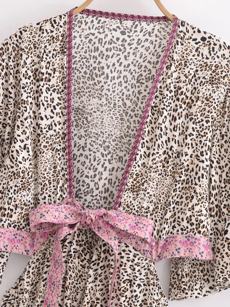 Elowen High-Low Boho Midi Dress â€?Wild Rose Leopard