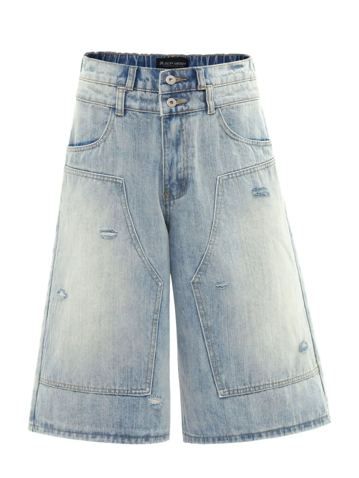 Men's Washed Wide Leg Cropped Jeans