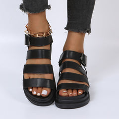 Peep Toe Buckle Platform Sandals