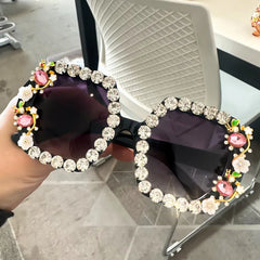 Rhinestone Embellished Oversized Square Sunglasses