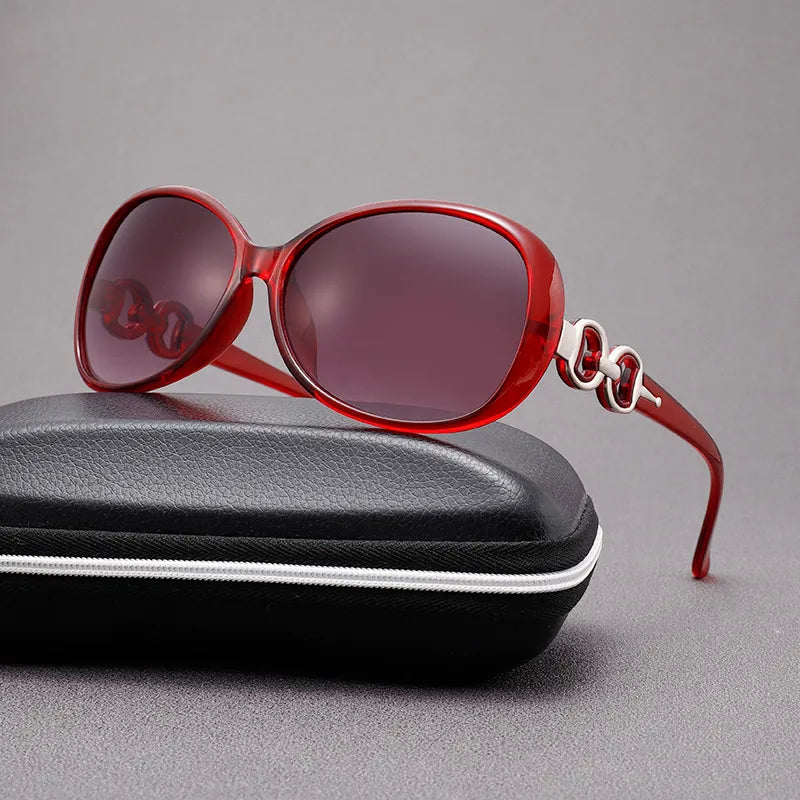 Oval Frame Sunglasses with Decorative Temples