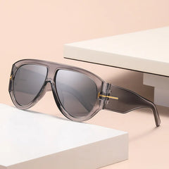 Shield Aviator Sunglasses with Gold Accent