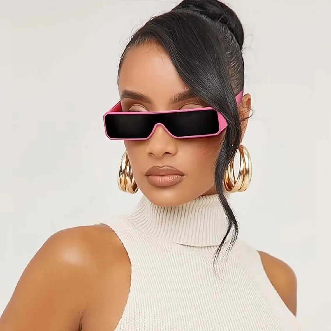 Futuristic Rectangle Sunglasses with Tinted Lens