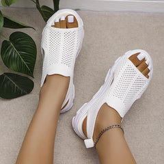 Peep Toe Cutout Mesh Sandals