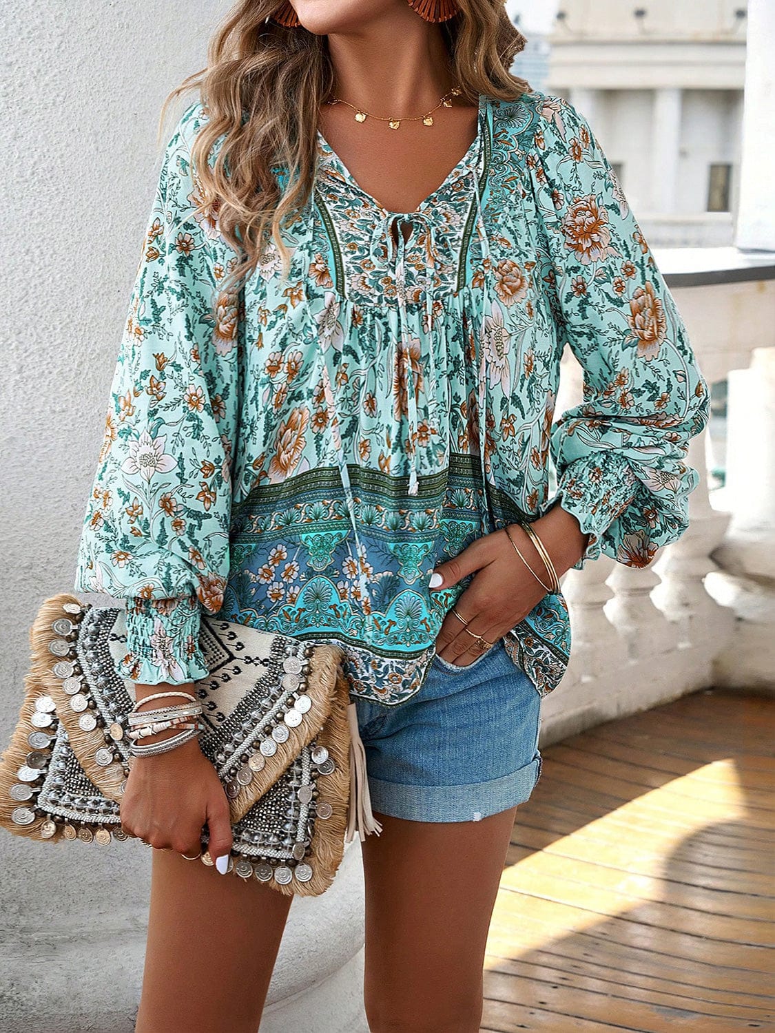 Boho Indigo Bloom Blouse