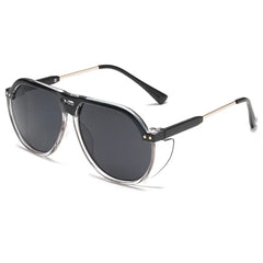 Oversized Aviator Sunglasses with Metal-Plastic Frame