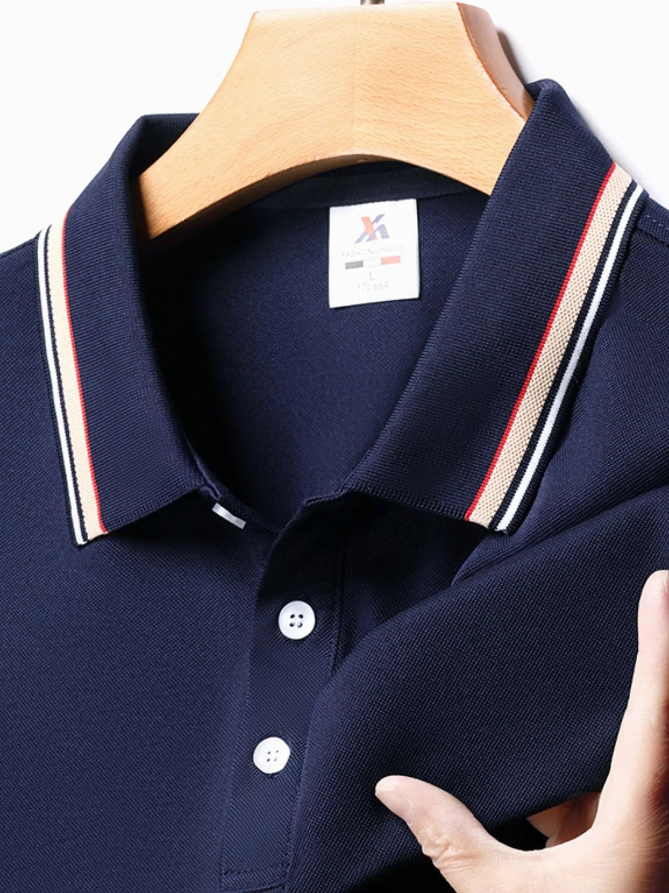 Men's Plus Size Classic Striped Collar Polo Shirt