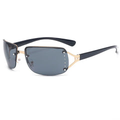 Rimless Rectangle Sunglasses with Tinted Lenses