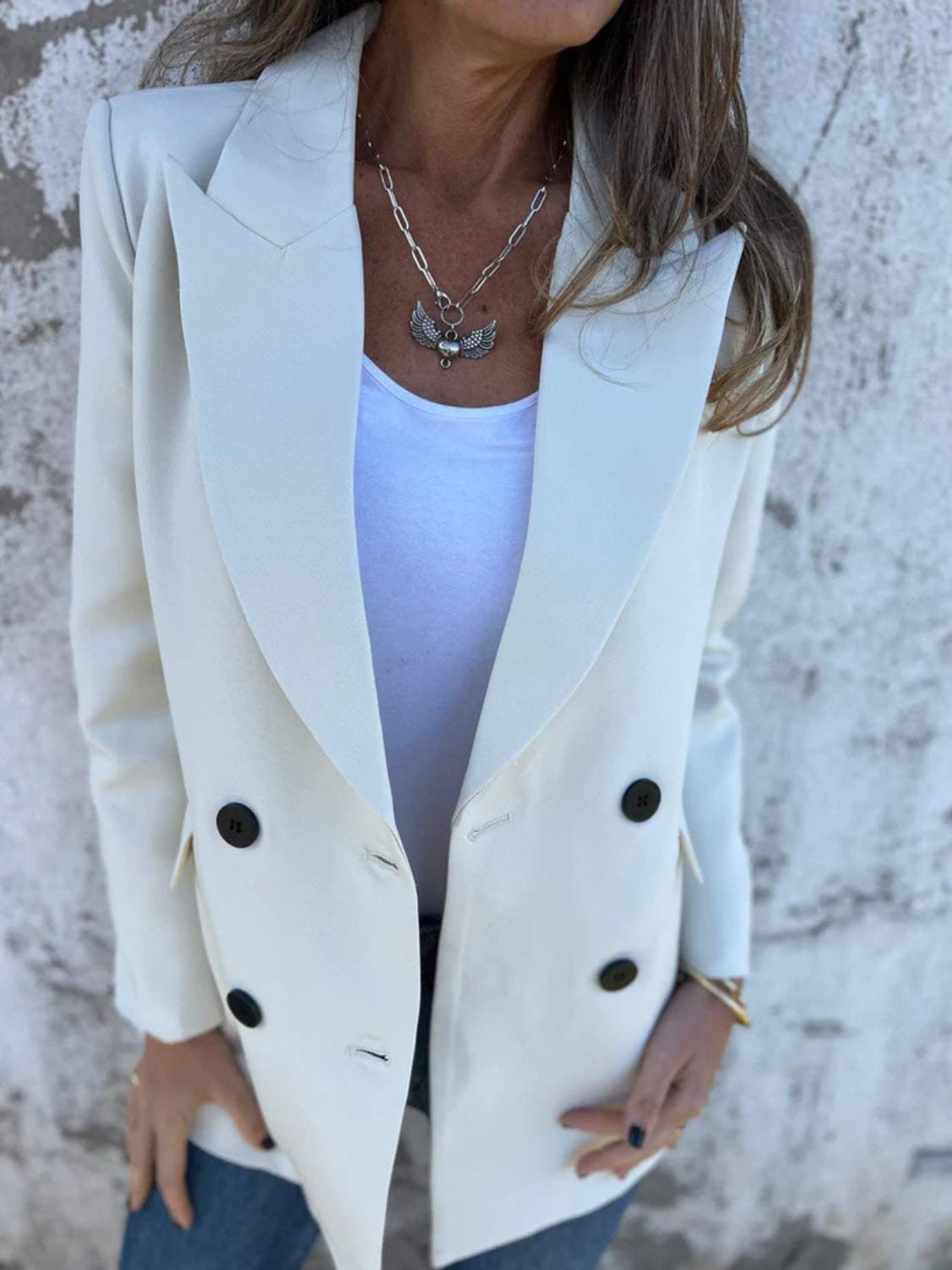Classic Full-Size Collared Neck Long Sleeve Blazer
